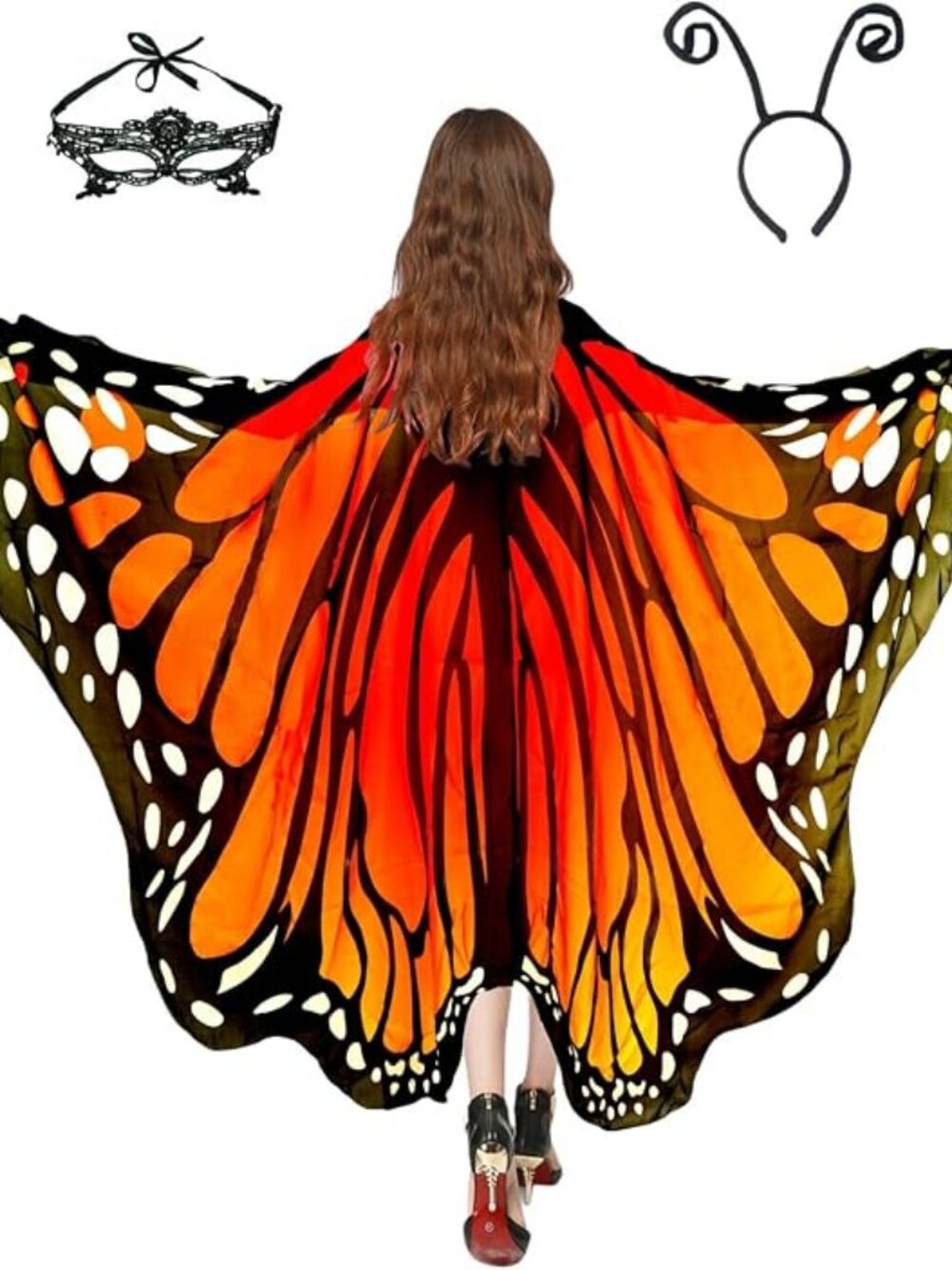 Sunlisky Adult Butterfly Costume Women Monarch Butterfly Wings Cape Shawl Hallow